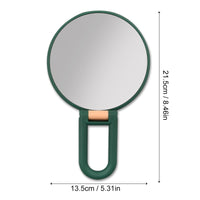 1 x RAW Customer Returns Wisebom magnifying mirror, hand mirror with handle, double-sided cosmetic mirror pocket mirror with 1X 15X magnification, foldable make-up mirror for travel mirror shaving mirror dark green  - RRP €9.82