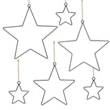 2 x RAW Customer Returns 6 Pieces Christmas Star, SILARLAIT 1PC 30 25 20cm 3PCS 10cm Christmas Decorative Stars in Iron with 5m Jute Rope, Star DIY Christmas Decorations, Interior Decorations for Window Door Table - RRP €29.5