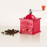 1 x RAW Customer Returns Elma vintage style manual coffee grinder made of sheet metal Plate, decorative use, 10.5 x 10.5 x 15.5 cm Retro windmill Does not grind coffee Designed in Spain red color - RRP €26.22