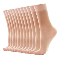 1 x RAW Customer Returns HA WA 12 Pairs Women s Nylon High Ankle Socks, Thin Knee High Socks with 20D Comfort Belt in the Box - RRP €24.0