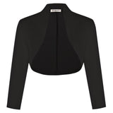 1 x RAW Customer Returns Fuinloth Bolero Women 3 4 Sleeve Cardigan Summer Party Jacket for Wedding Guest Short Elegant Shrugs Black XXL 48-50 - RRP €24.99