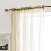 1 x RAW Customer Returns MIULEE Set of 2 Voile Curtains, Transparent Voile Curtains, Polyester Rod Pull-through, Transparent Living Room, Airy Decorative Curtain for Bedroom, Light Brown, 55 W x 96 L, Rod Pocket - RRP €24.99