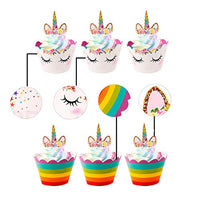 2 x Brand New Cupcake Topper Wrapper,Unicorn Cupcake Toppers 24 Pack Cupcake Wraps Liner Baking Cup Party Supplies Cake Decorations - RRP €40.8