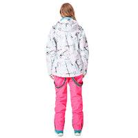 1 x RAW Customer Returns HOTIAN Women s Snowsuit, Waterproof Windproof Winter Warm Snow Skiing Sets, for Hiking Climbing Insulated Snowboarding WH PK L - RRP €152.87