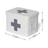 1 x RAW Customer Returns Theo Cleo medicine box metal, first aid box case cabinet, medicine cabinet medicine case retro, medicine cabinet, 22 16 16 cm white-22CM  - RRP €25.2