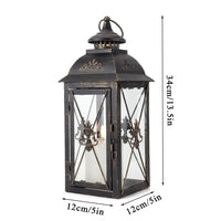 1 x RAW Customer Returns TRIROCKS Decorative Hanging Lantern, Height 34cm, Vintage Metal Candle Holder with Tempered Glass, Perfect for Living Room, Garden, Yard, Patio, Party, Event, Indoor Outdoor - RRP €32.99