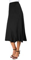 1 x RAW Customer Returns EXCHIC Women Elegant Suede Midi Skirts with Elastic Waist Splicing A Line Skirt XXL, Black  - RRP €27.98