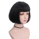 1 x RAW Customer Returns STfantasy Wigs Bob Wigs Straight Short Hair Straight Bangs Wigs Daily Use Wigs Short Black  - RRP €26.1