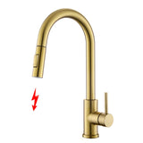 1 x RAW Customer Returns Tohlar low pressure kitchen faucet gold, low pressure kitchen faucet with pull-out shower, mixer taps for kitchen modern stainless steel sink faucet - RRP €80.66