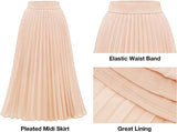 1 x RAW Customer Returns DRESSTELLS Women s Pleated Skirt Chiffon Casual Beach Skirt A-Line Pleated Skirt Summer Skirt Vintage Retro Skirt Champagne XL - RRP €35.99