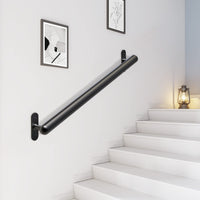 1 x RAW Customer Returns Dolibest 16 inch Wall Mounted Metal Handrail, Stair Step Handrail, Non-Slip Safety Grab Bar, Barrier-Free Stair Grab Bar for Elderly, Indoor Outdoor Use, 1.3 inch Round - RRP €25.99