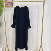 1 x RAW Customer Returns JINLLC Women Prayer Dress Ramadan Islamic Muslim Clothing Long Sleeve Abaya Dress Solid Color Turkish Robe Dubai Outfits, Black , Small - RRP €38.21