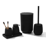 1 x RAW Customer Returns AJEUNGAIN Modern Bathroom Set Black, Decorative Bathroom Equipment Sets Organizer, Bathroom Set Trash can Toilet brush Soap dispenser and Toothbrush cup tray, 5 pieces - RRP €59.99