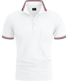 1 x RAW Customer Returns zitysport Polo Shirt Men s Short Sleeve Shirt Breathable Golf Polo Shirt Men Summer Shirts Sport Basic Slim Fit T-Shirt with Chest Pocket Polo Shirt White-L  - RRP €25.7