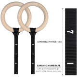 1 x RAW Customer Returns LISTHEN Wooden Gymnastic and Crossfit Rings, Calisthenics Rings for Suspension Training, for Home and Outdoors, Dips Pull ups, Free Body Training, Thickness 32 mm, Adjustable Straps - RRP €36.36