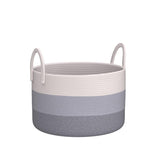 1 x RAW Customer Returns OrganiHaus storage basket, basket for toys, laundry basket woven from cotton with handles, towel basket for bathroom, storage basket woven for living room, 50x33cm. 3-coloured grey - RRP €32.99