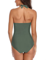 2 x Brand New SEBOWEL Swimsuit Women Ruffled V Neck Monokinis Tummy Control One Piece Swimwear Swimsuit M Green - RRP €41.88