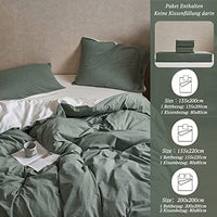 1 x RAW Customer Returns MILDLY bed linen 135x200 cotton 4 pieces, bed linen sets sage green with linen-like feel, OekoTex certified suitable for allergy sufferers, 2 duvet covers 2 pillowcases 80x80 - RRP €66.54