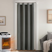 1 x RAW Customer Returns MIULEE Cold and Warm Insulation Thermal Curtain, Double Layer Curtains with Indoor Thermal Insulation Curtain Rings, Gray Thermal Winter Door Curtain, 1 Piece Indoor Thermal Insulation Curtains - RRP €30.79