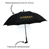 2 x RAW Customer Returns UMBRAX umbrella with cup holder and transparent side wall - all-round rain protection - water and wind resistant - XXL - waterproof - camping - outdoor - unisex - black incl. carry bag - RRP €66.46