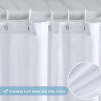 1 x RAW Customer Returns Furlinic shower curtain 180x200cm textile curtains made of fabric waterproof anti-mould washable bathroom curtain for bathroom in bathtub white to aquamarine with 12 shower rings. - RRP €20.16