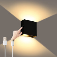 1 x RAW Customer Returns Lightess LED wall light indoor wall lamp battery touch dimming wall light without power connection wireless rechargeable USB magnetic wall lamp up down for bedroom living room black-warm white - RRP €28.76