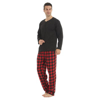 1 x RAW Customer Returns LANBAOSI Men s Long Two-Piece Pajamas Men s Long Warm Winter Long Sleeve Shirt Pajama Bottoms Fleece Checked Pajama Bottoms - RRP €29.23