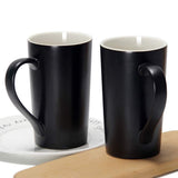 1 x RAW Customer Returns 600ml Tall Coffee Mugs, Smilatte M007 Plain Tall Ceramic Cup with Handle for Dad Men, Set of 2, Black - RRP €23.21