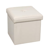 1 x RAW Customer Returns Bonlife White Children s Stool, Faux Leather Foldable Stool with Storage Space, Children s Storage Box with Lid, Maximum Load 120 kg 30 x 30 x 30 cm - RRP €20.64