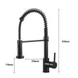 1 x RAW Customer Returns Kitchen faucet black - kitchen faucet with shower extendable 360 swiveling sink faucet kitchen mixer tap 2 jet types with spiral spring stainless steel fitting kitchen faucet - RRP €37.04