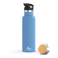 1 x RAW Customer Returns Daikoku Bottle, Double Wall Stainless Steel Thermal Bottle, Thermos Keeps Drinks Cold or Hot for Hours, Two Caps, Blue Color, 750 ML - RRP €16.01