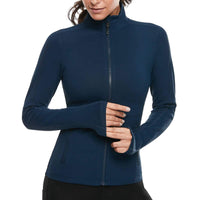 1 x RAW Customer Returns VUTRU Women s Running Jacket High Collar Lightweight Sports Jacket Long Sleeve Yoga Shirt Fitness Jacket Breathable Training Jacket with Thumb Holes and Full Zip Blue S - RRP €40.33