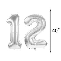 1 x RAW Customer Returns 12th Birthday Party Supplies Balloons Silver Number 12 Mylar Balloon Latex Balloon Decoration Great Cute 12th Birthday Gift for Girls Photo Props - RRP €21.16