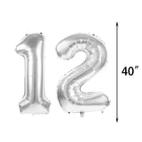 1 x RAW Customer Returns 12th Birthday Party Supplies Balloons Silver Number 12 Mylar Balloon Latex Balloon Decoration Great Cute 12th Birthday Gift for Girls Photo Props - RRP €21.16