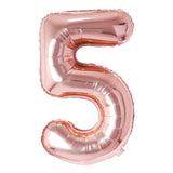 1 x Brand New Ponmoo Rose Gold 5 Balloon Numbers 5 Giant Foil Balloon Number Birthday Decoration - RRP €7.04