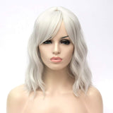 1 x RAW Customer Returns ATAYOU Women s Short Wavy Silver Gray Full Bangs Soft Bob Wig - RRP €24.18