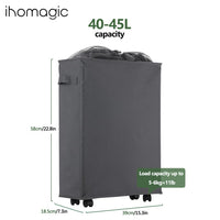 1 x RAW Customer Returns IHOMAGIC 40L Laundry Hamper - Foldable Laundry Basket with Wheels, Slim Rectangular Laundry Bin - Towel Storage Baskets for Hotels, Dirty Clothes Bag for Bedroom Apartment - Dark Gray - RRP €23.2