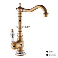 1 x RAW Customer Returns Keyohome kitchen faucet single lever mixer kitchen and bathroom antique vintage mixer tap kitchen classic made of brass antique  - RRP €54.0