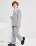 1 x RAW Customer Returns LOLANTA 5-piece boys tuxedo gray boys suit, page boy suits boys wedding fits, 158-164 label size 160  - RRP €57.98