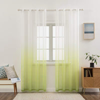 1 x RAW Customer Returns MIULEE Curtains Transparent Curtains Gradient Voile Sheer Set of 2 Curtains with Eyelets Decorative Curtain Window Curtain for Bedroom and Living Room 215 cm x 140 cm H x W White Green - RRP €28.48