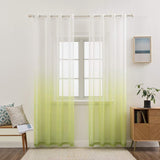 1 x RAW Customer Returns MIULEE Curtains Transparent Curtains Gradient Voile Sheer Set of 2 Curtains with Eyelets Decorative Curtain Window Curtain for Bedroom and Living Room 215 cm x 140 cm H x W White Green - RRP €28.48