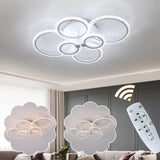 1 x Brand New GreeLustr Acrylic Ring Chandelier, Modern LED Ceiling Light, Metal White Lamp Geometric Design Flush Mount Light for Home Living Room Kitchen Bedroom 4-Rings Cool White  - RRP €75.8