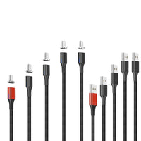 1 x RAW Customer Returns NetDot Gen10 USB C Fast Charging Cable, Magnetic Braided Nylon Cable with Side LED Compatible with Type C Devices 5 Pack, 0.3m Red 1m 1.5m 2m 2m Black  - RRP €21.9