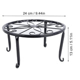 1 x RAW Customer Returns Flower bench, flower stool 2 pieces, flower stool outdoor weatherproof, flower stand outside, round decorative flower stool pot frame for indoor and outdoor areas - black - RRP €24.35