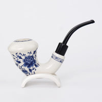 1 x RAW Customer Returns MUXIANG Calabash Ceramic Tobacco Pipe with Bent Acrylic Stem 9mm Mouthpiece PAPER FILTERS Stand Rack Set AN0018 FA0128 - RRP €28.22