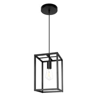 1 x RAW Customer Returns VONCI Modern Black Rectangular Cage 1-Light E27 Pendant Light Industrial Metal Linear Hanging Ceiling Lamp Farmhouse Lantern Chandelier for Kitchen Island Dining Living Room Foyer Hallway - RRP €36.29