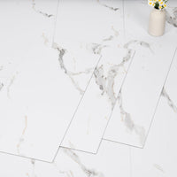 1 x RAW Customer Returns Mulgreat - PVC Flooring - Self-Adhesive Vinyl Tiles - Vinyl Flooring - Concrete Effect - Marble White - 60.96 cm x 30.48 cm x 1.5 mm - Thickness 1.5 mm - 2.23m 12 Tiles - RRP €39.31