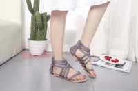 1 x RAW Customer Returns Sandals Women s Summer Roman Gladiator Sandals for Women Thong Braided with Cross Zip Flat Summer Shoes Grey, 42 EU . - RRP €33.82