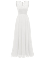 1 x RAW Customer Returns DRESSTELLS Women s Ball Gown Maxi Long Evening Dresses Chiffon Lace Bridesmaid Dresses Floor Length Cocktail Dress Confirmation Dress White L - RRP €58.48