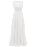 1 x RAW Customer Returns DRESSTELLS Women s Ball Gown Maxi Long Evening Dresses Chiffon Lace Bridesmaid Dresses Floor Length Cocktail Dress Confirmation Dress White L - RRP €58.48